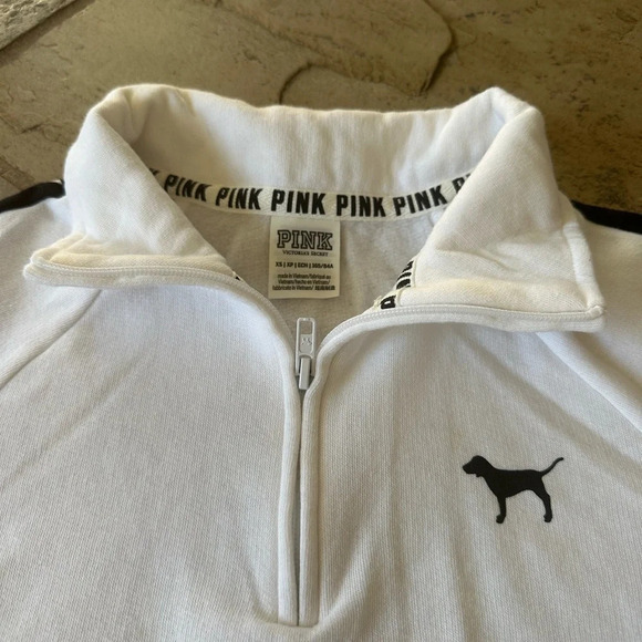 Victoria’s Secret PINK Colorblock Quarter-Zip Logo Tape Pullover Gray Size XS - Picture 3 of 5
